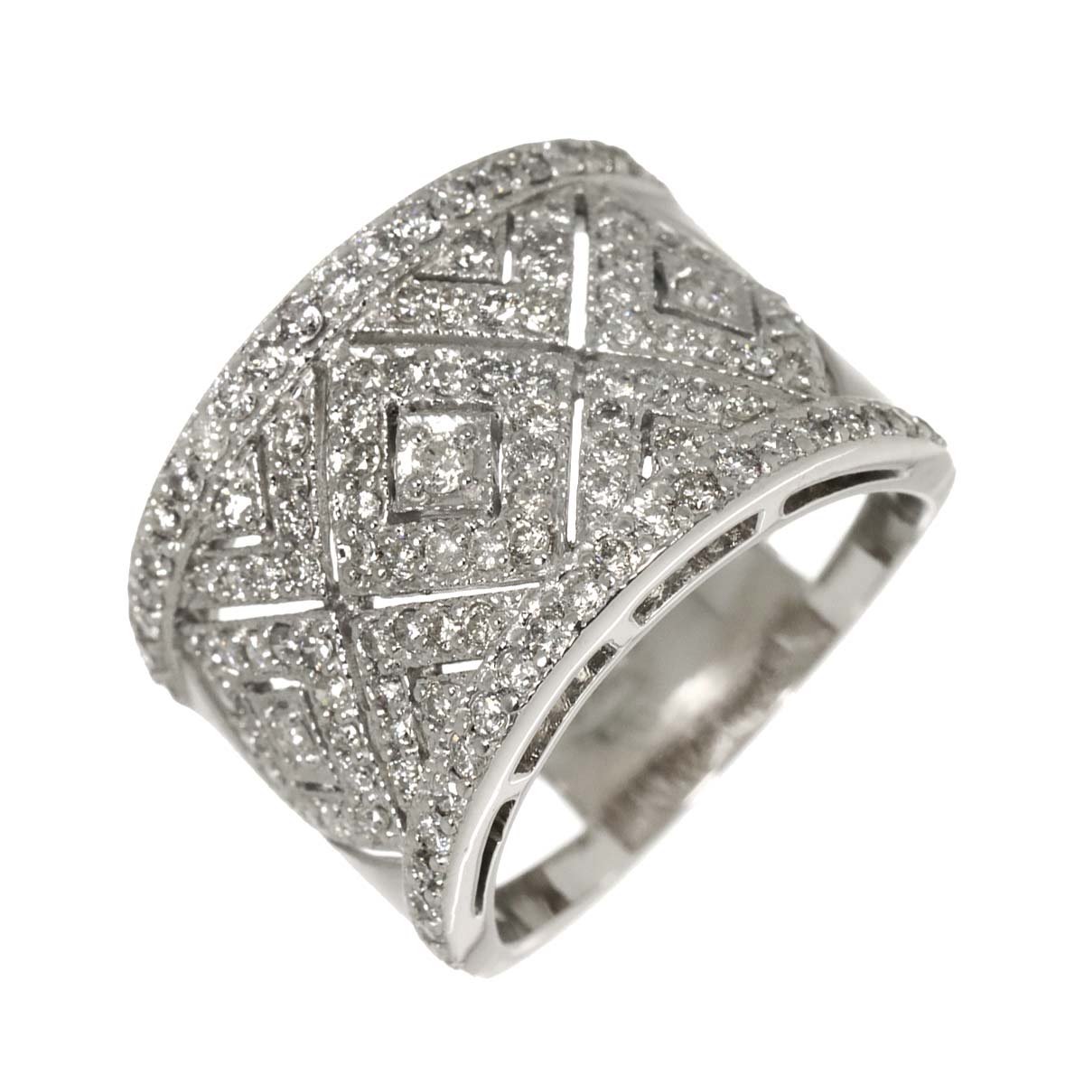 Diamond 1.10ct Ring 18K K18 WG White Gold size5.5-5.75(US)