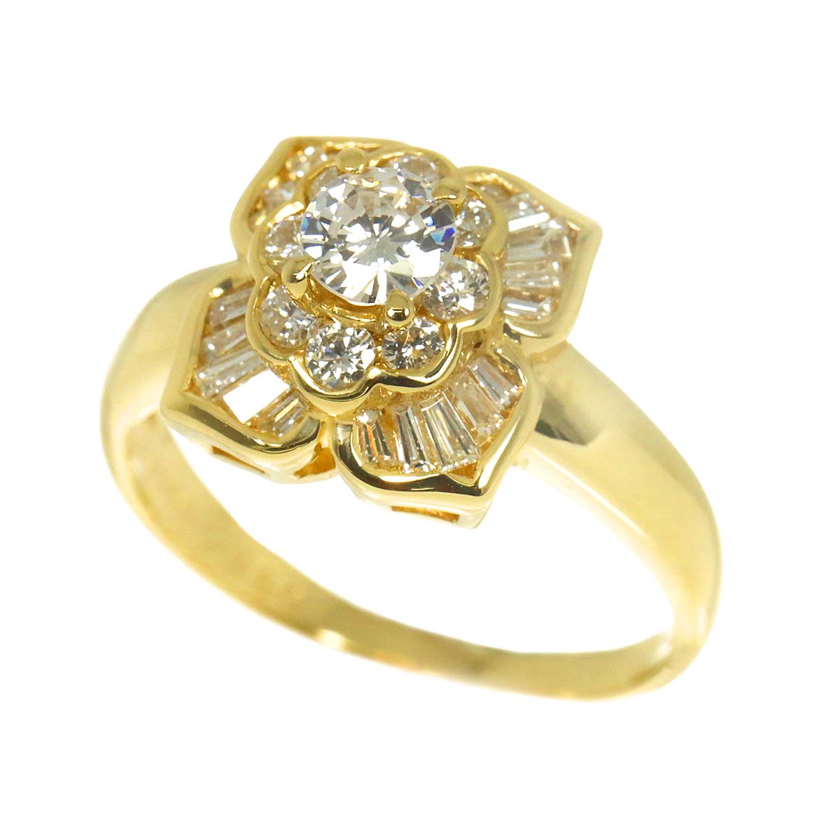 Diamond 0.65ct/0.28ct Ring 18K YG 750 Size6.25-6.5(US)