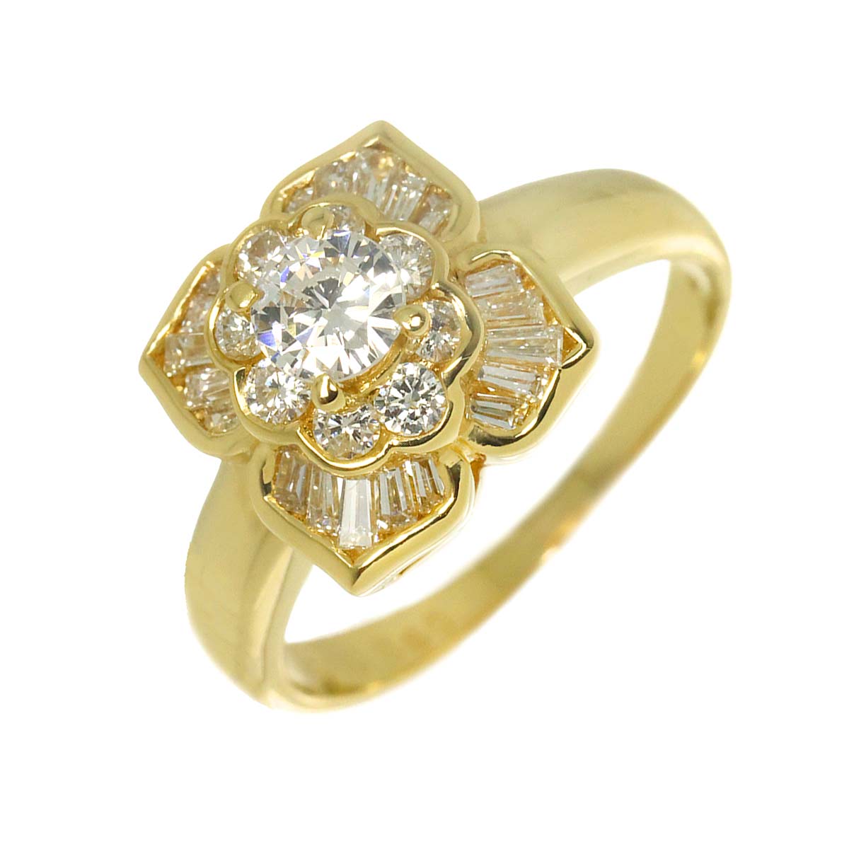 Diamond 0.65ct/0.28ct Ring 18K YG 750 Size6.25-6.5(US)