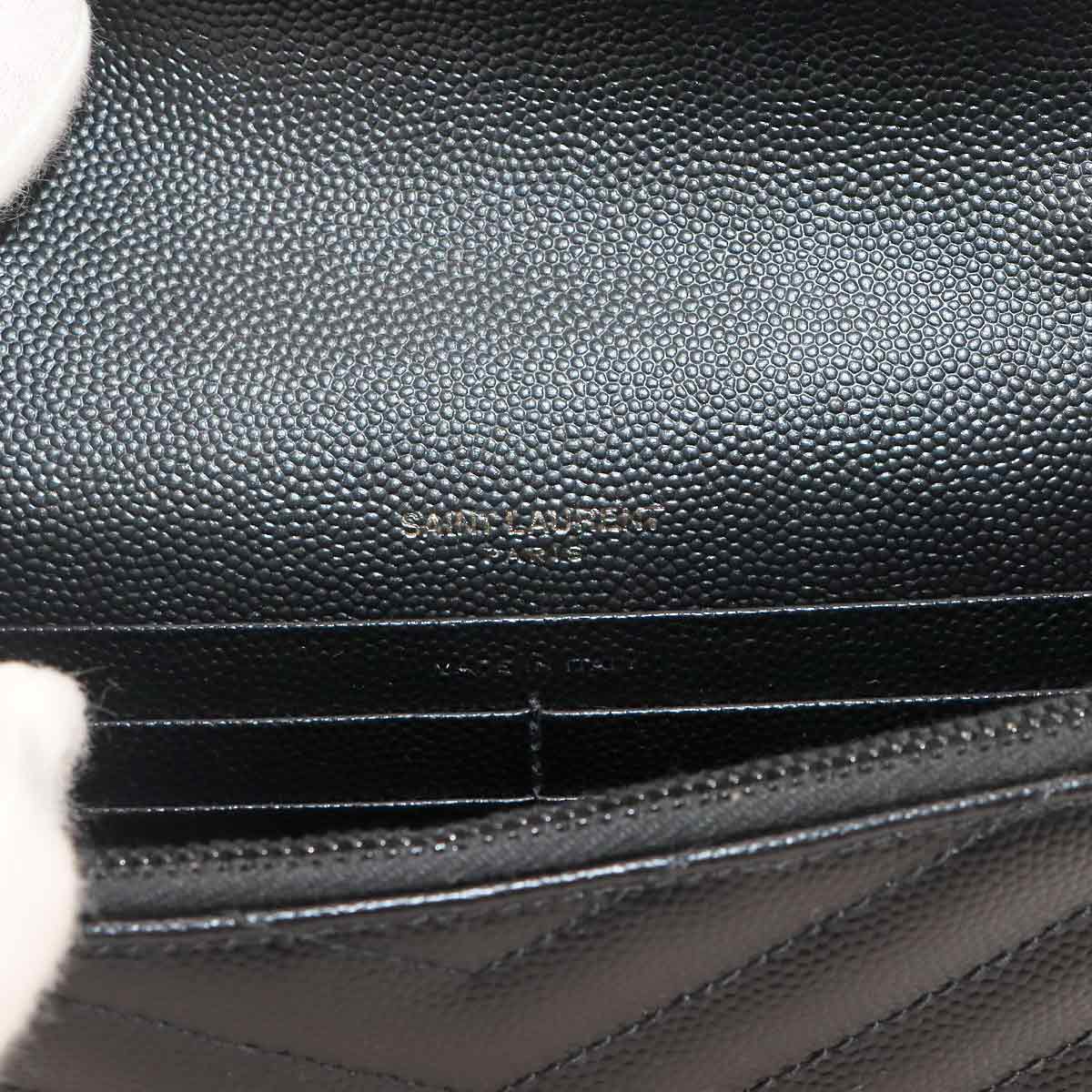 Cassandre Envelope Chain Wallet Leather Black 393963