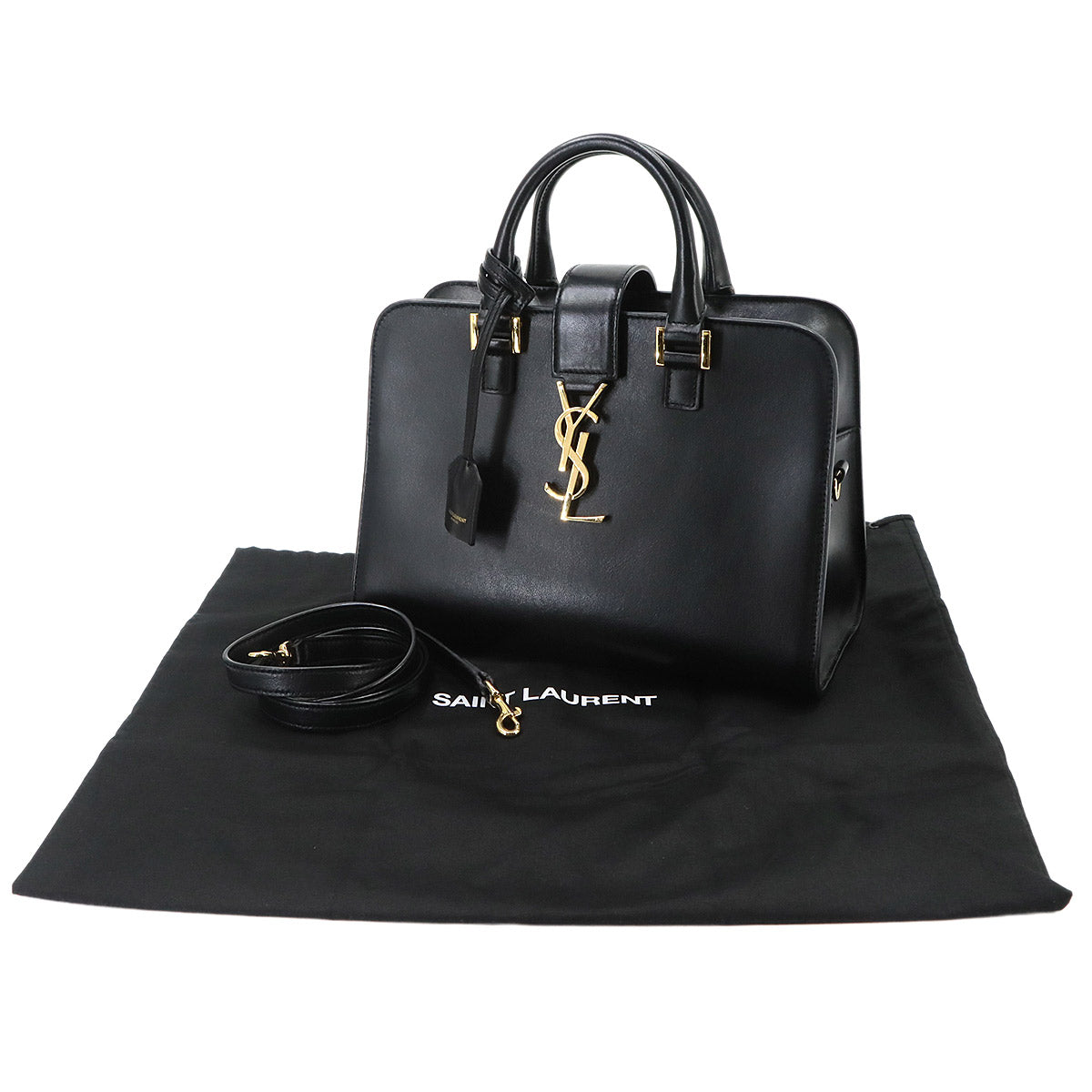 Baby Cabas Hand Shoulder Bag Leather Black 568853