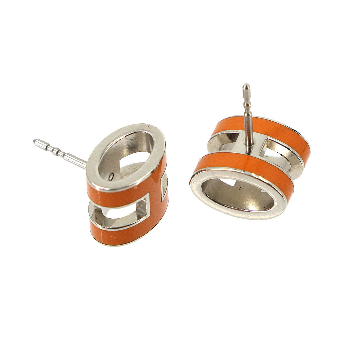 Pop H Earrings Orange Silver Pierced Accessory