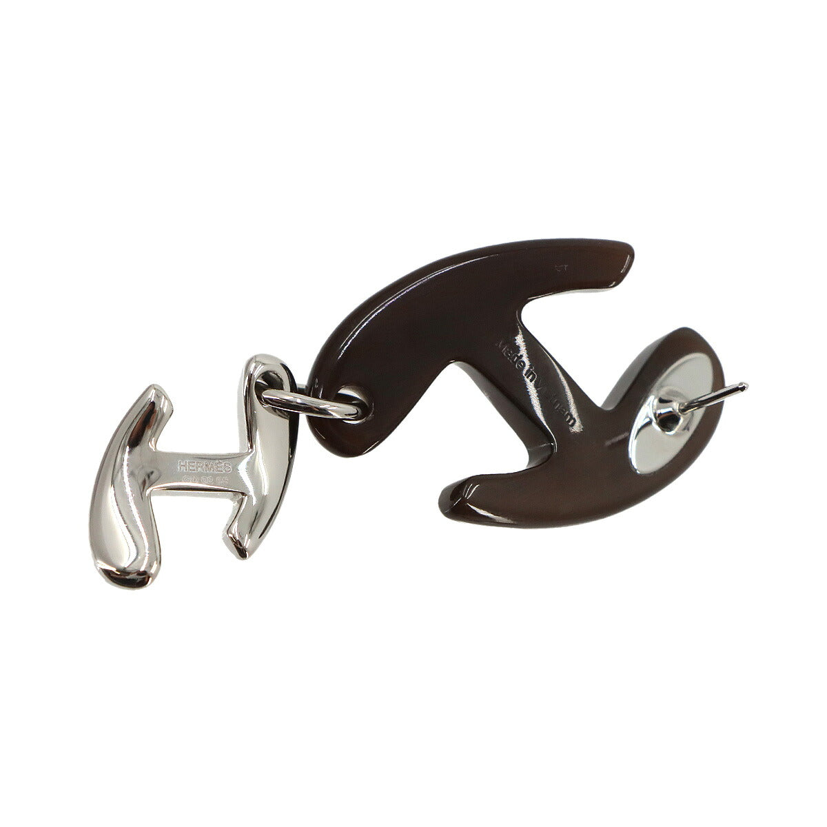 Chaine d H Earrings Buffalo Horn Brown Silver Accessory
