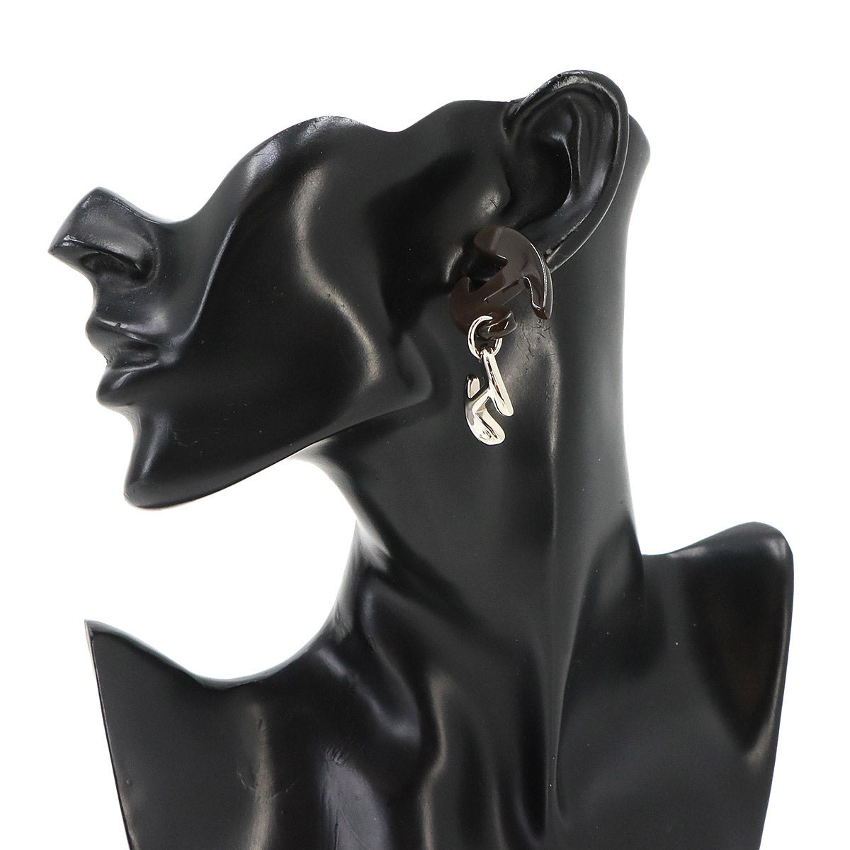 Chaine d H Earrings Buffalo Horn Brown Silver Accessory