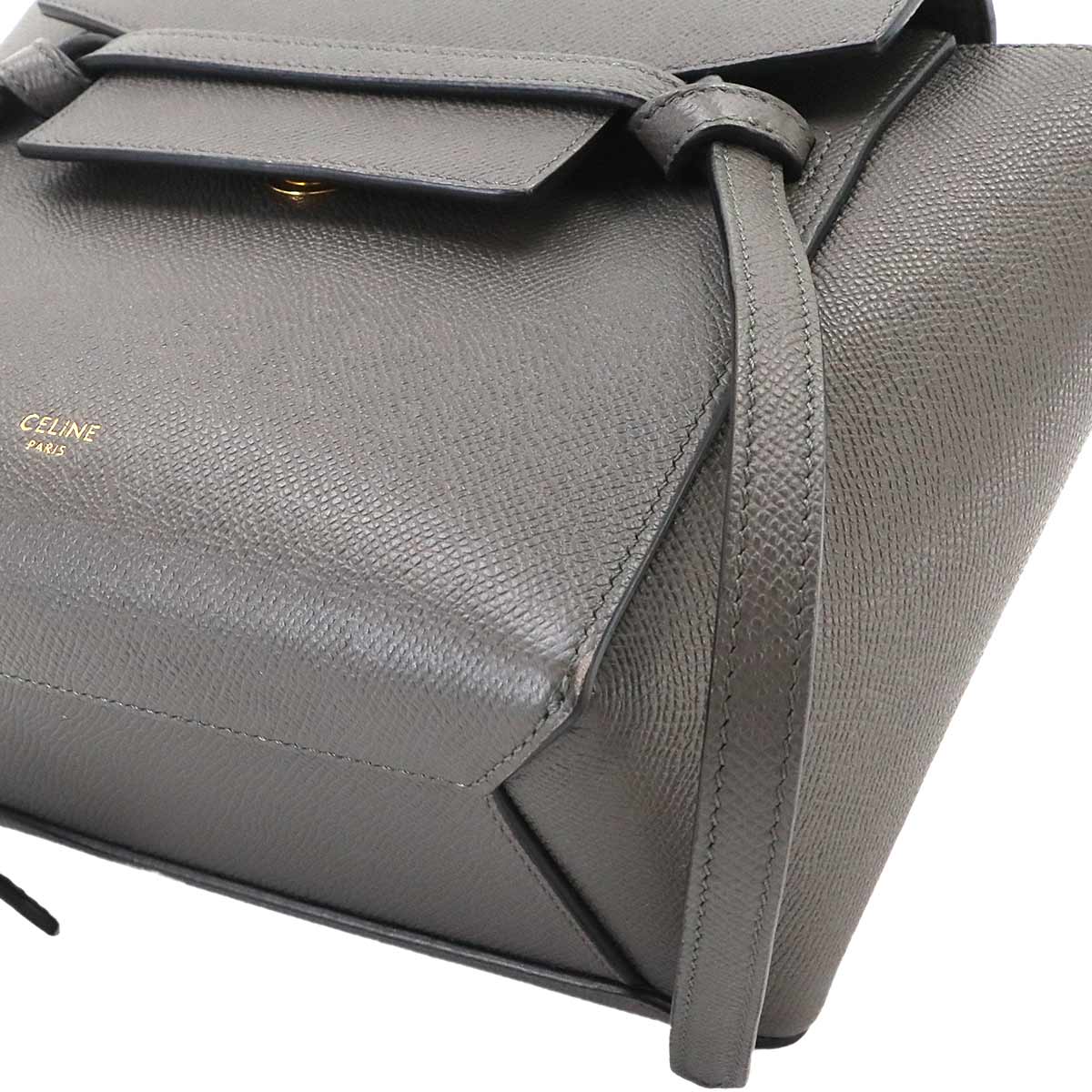 Belt Bag Nano 2way Hand Shoulder Bag Leather Gray 189003