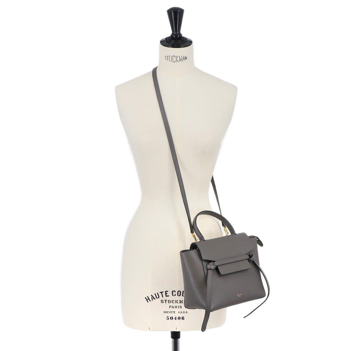 Belt Bag Nano 2way Hand Shoulder Bag Leather Gray 189003
