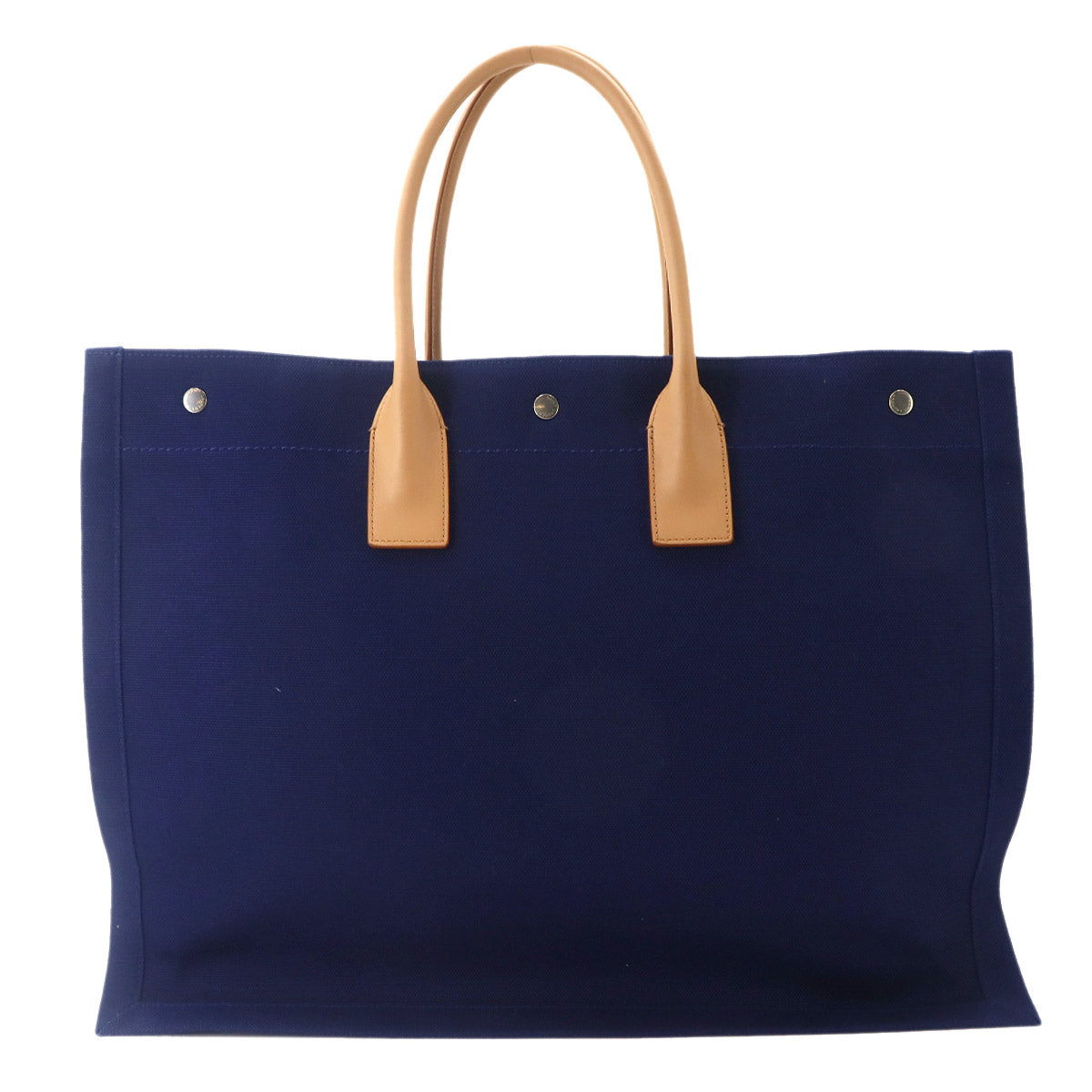Rive Gauche Large Tote Bag Canvas Navy Beige 509415