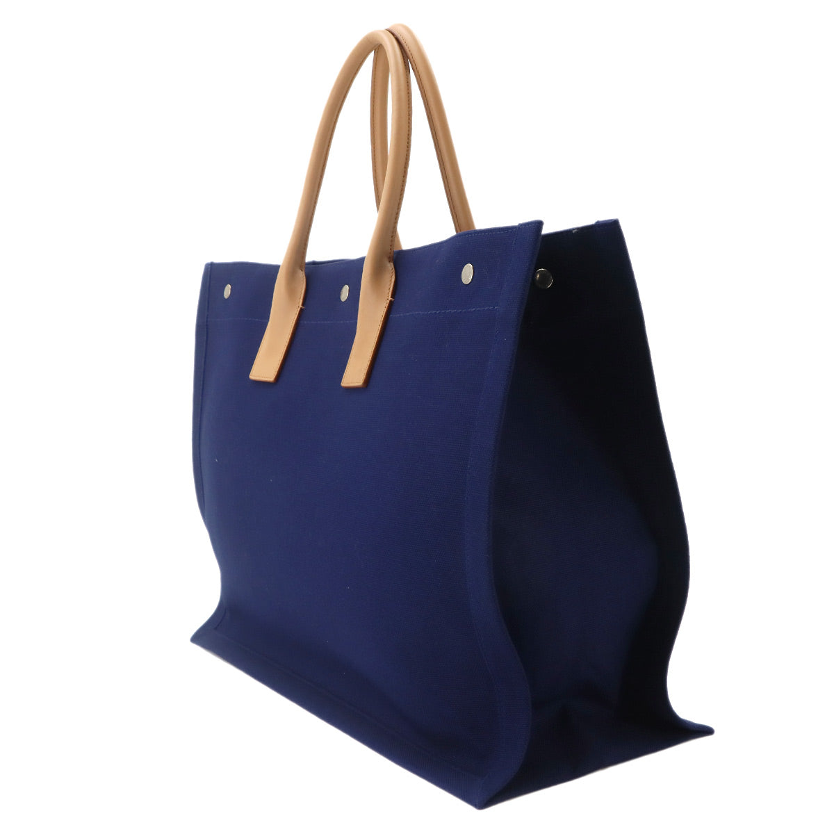 Rive Gauche Large Tote Bag Canvas Navy Beige 509415