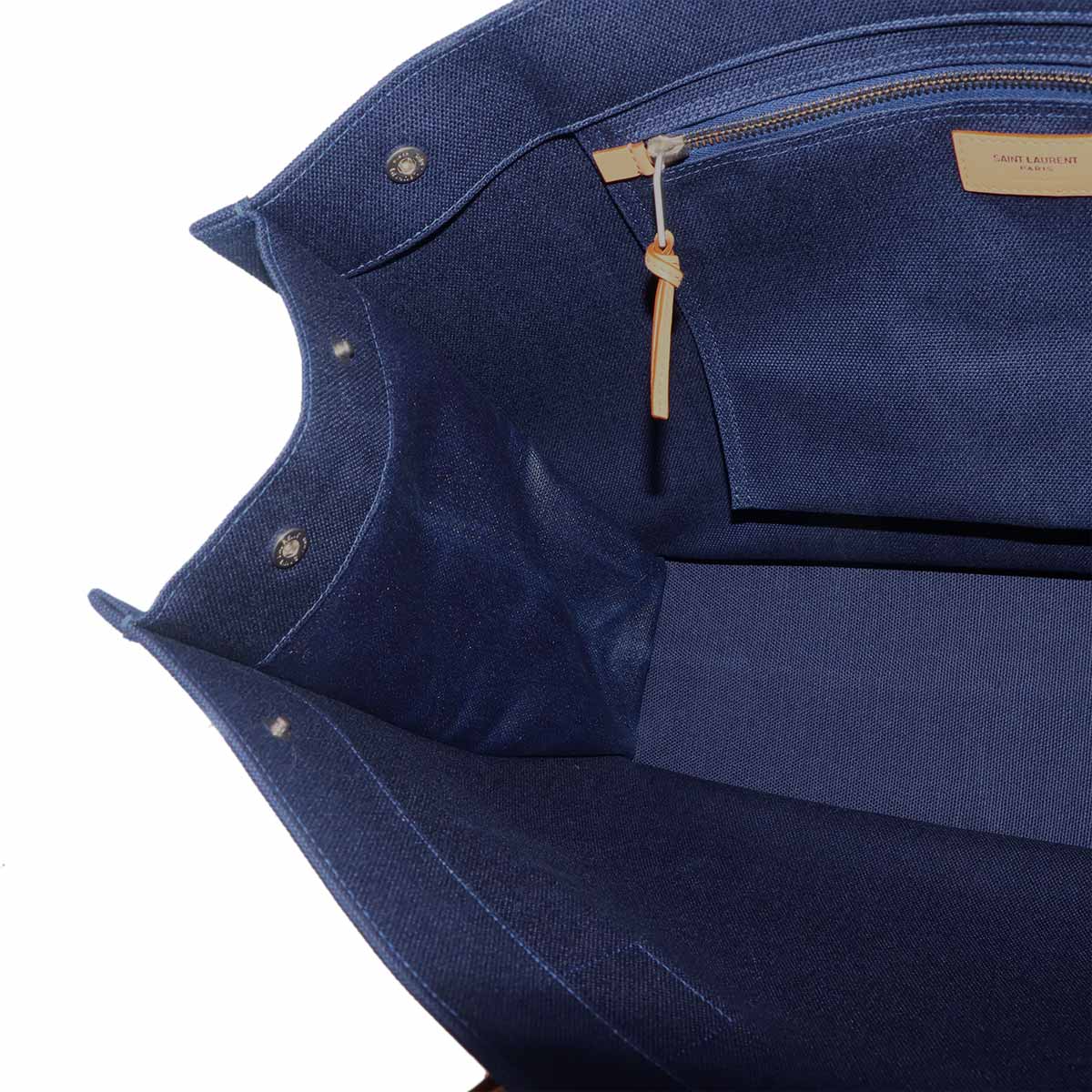 Rive Gauche Large Tote Bag Canvas Navy Beige 509415