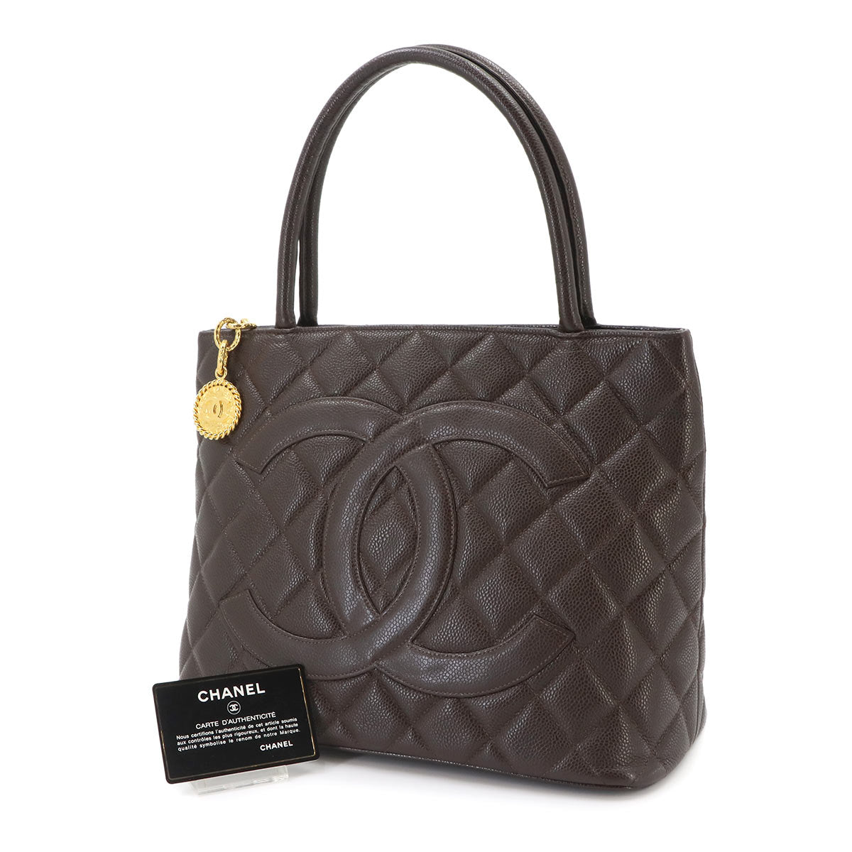 Medallion Tote Bag Leather Brown A01804 Coco Logos