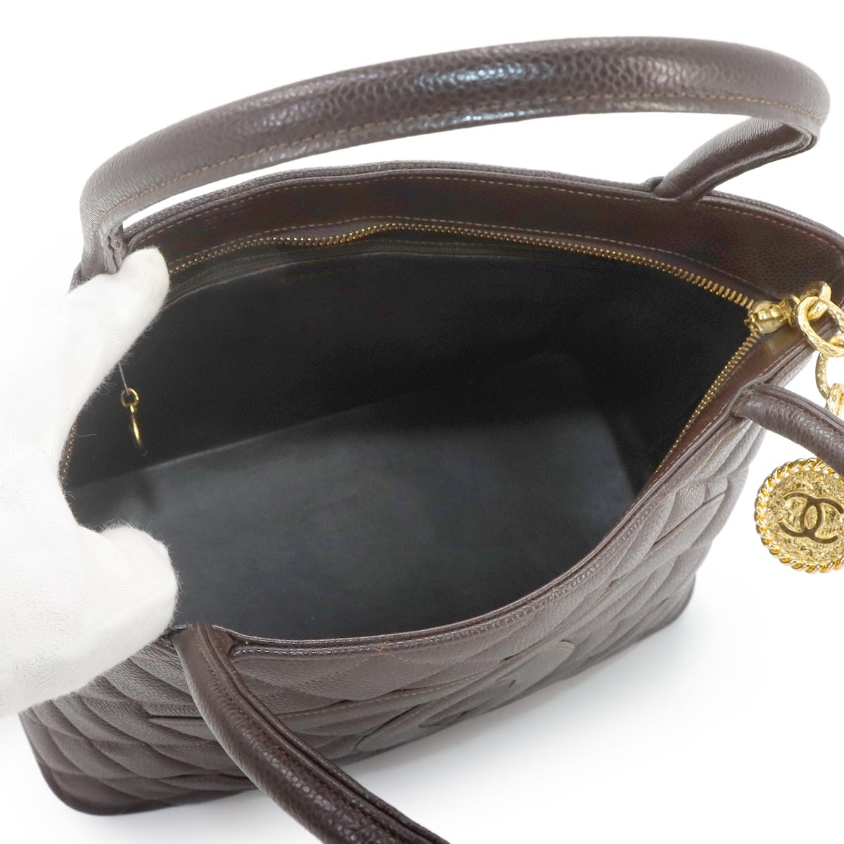 Medallion Tote Bag Leather Brown A01804 Coco Logos