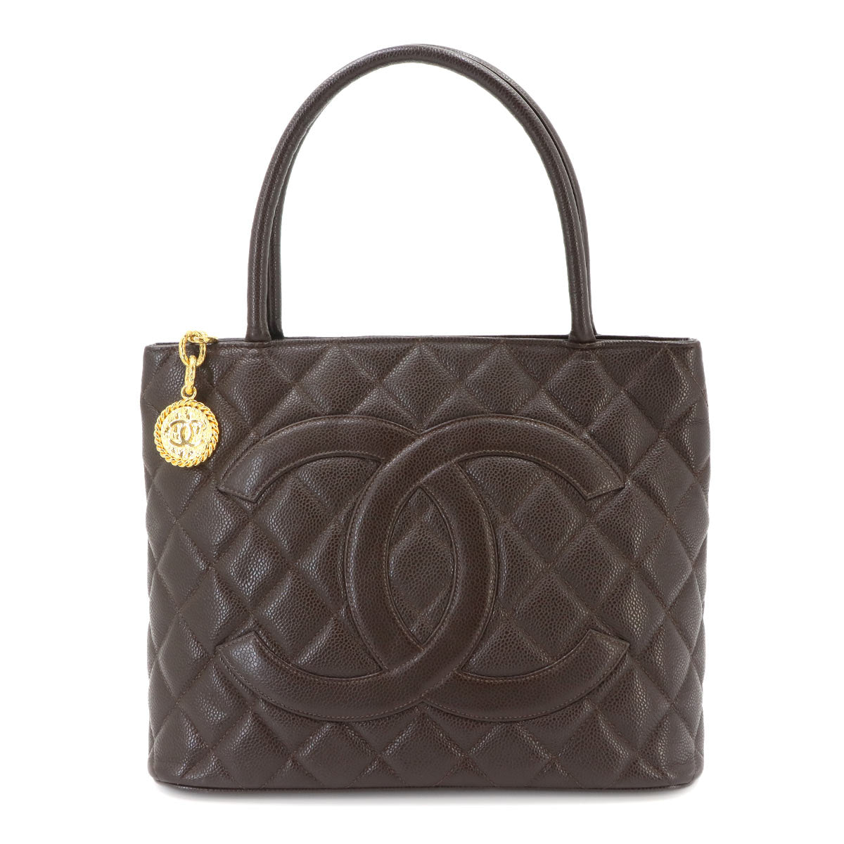 Medallion Tote Bag Leather Brown A01804 Coco Logos
