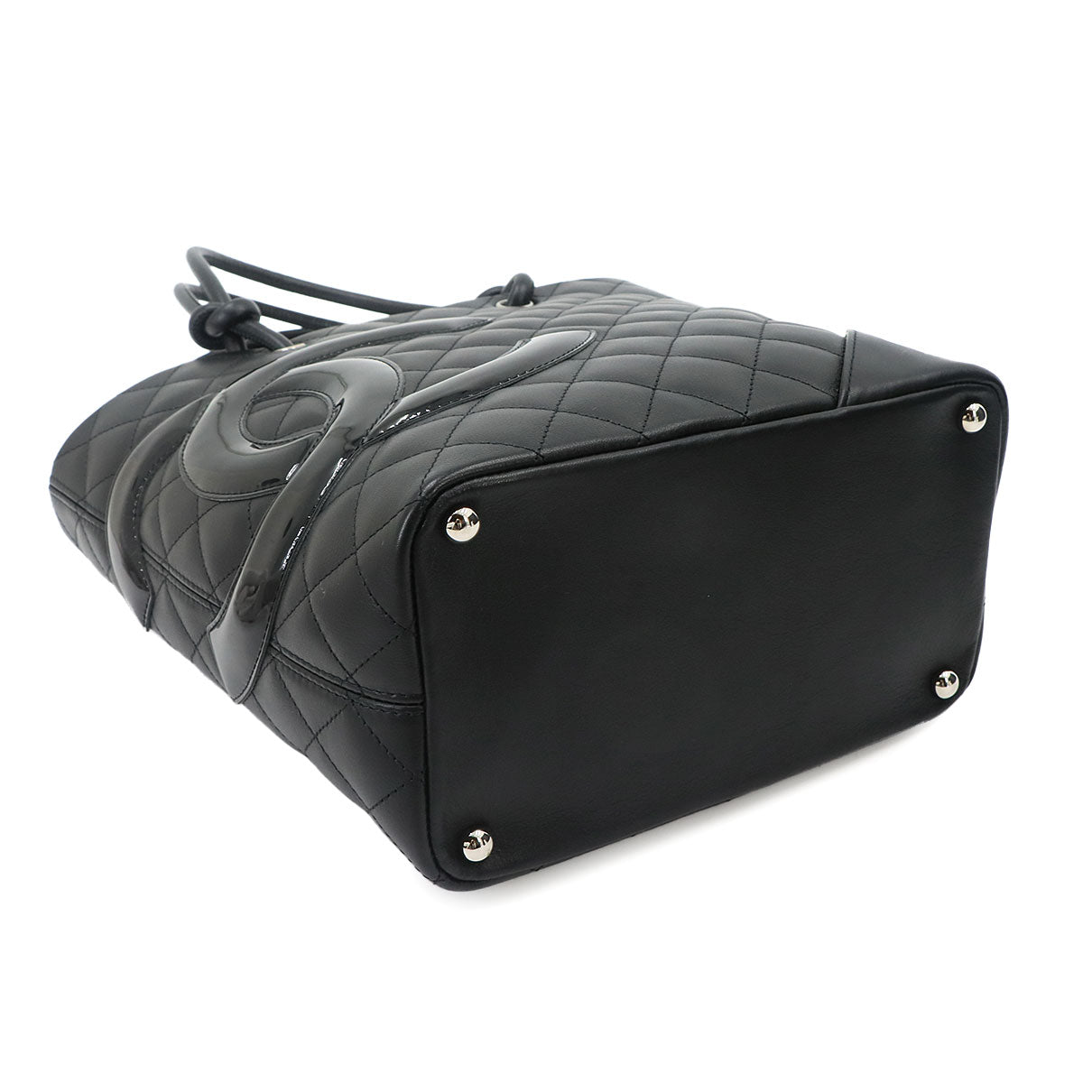 Cambon Line Medium Tote Bag Leather Enamel Black A25167 Purse