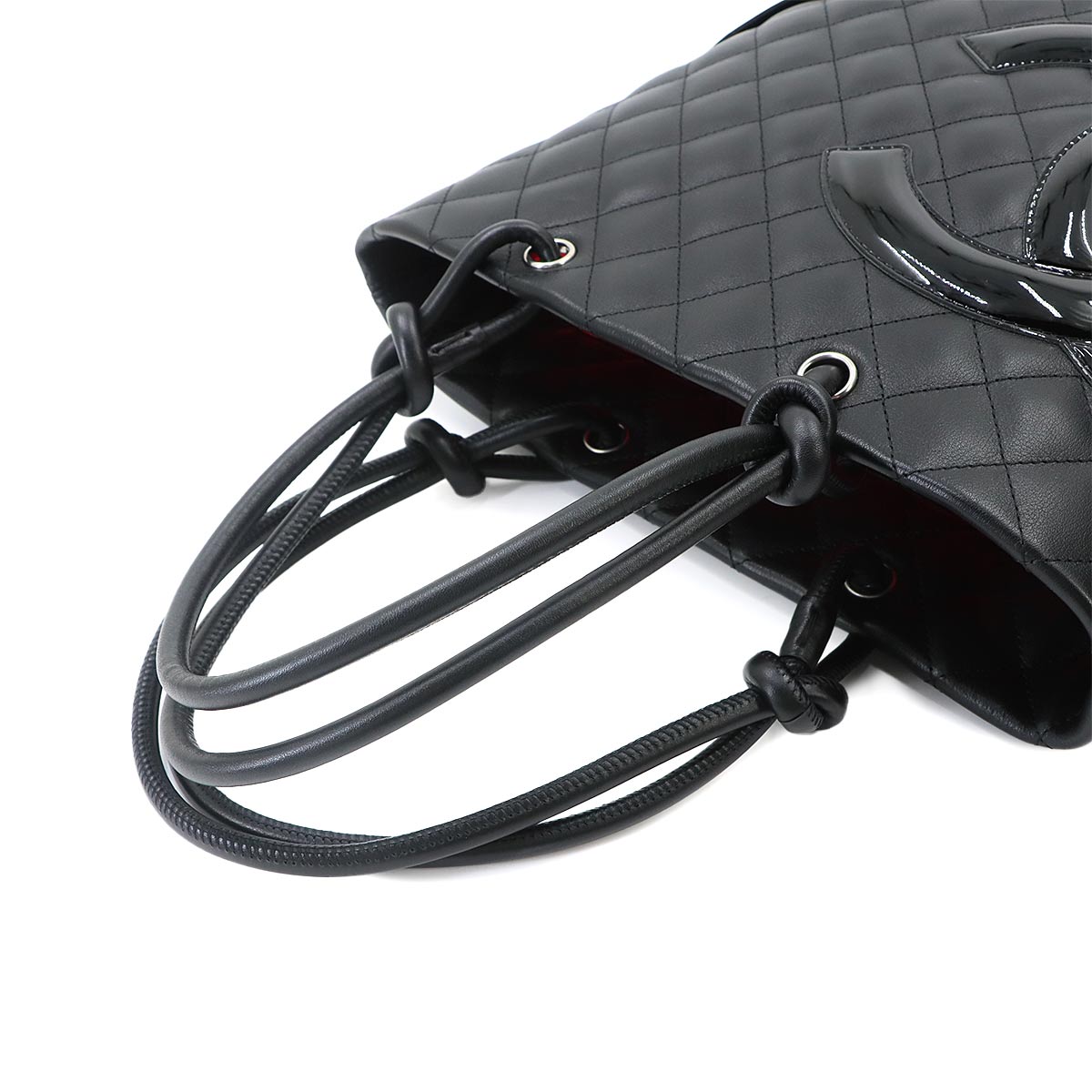 Cambon Line Medium Tote Bag Leather Enamel Black A25167 Purse