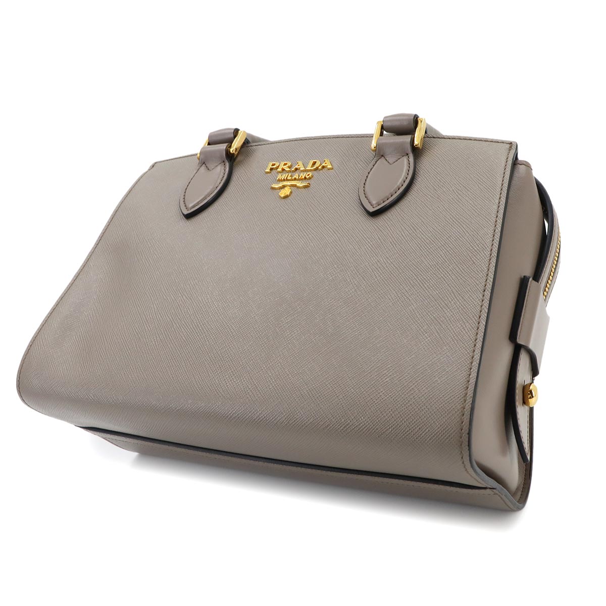 2way Hand Shoulder Bag Saffiano Leather Gray 1BA164 Purse