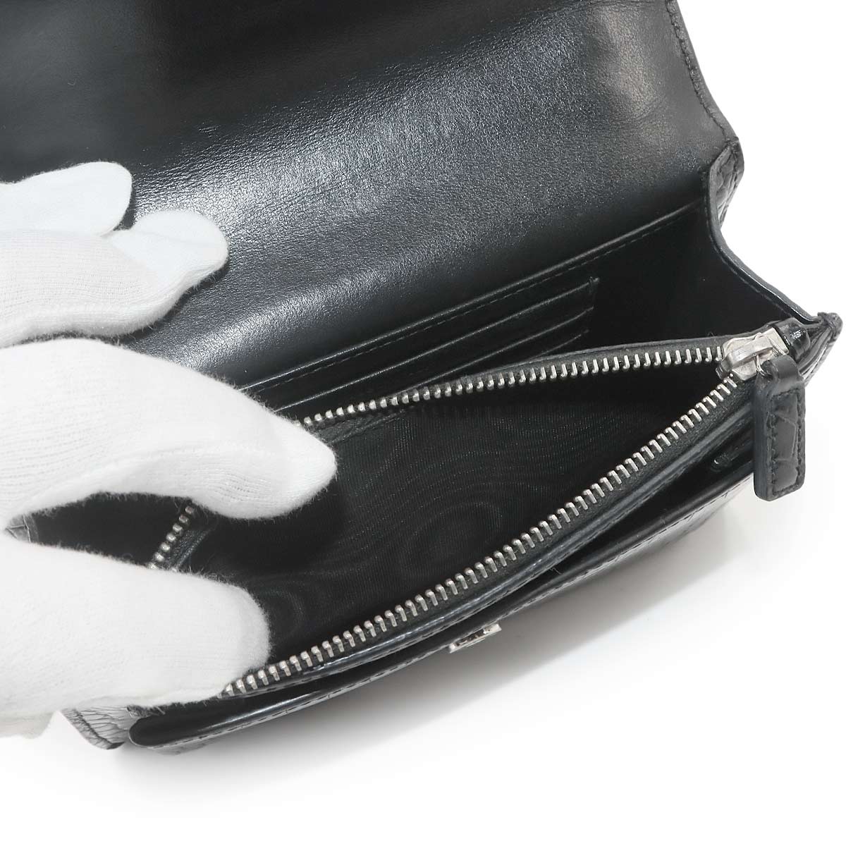 Sunset Chain Wallet Leather Black 452157 Purse