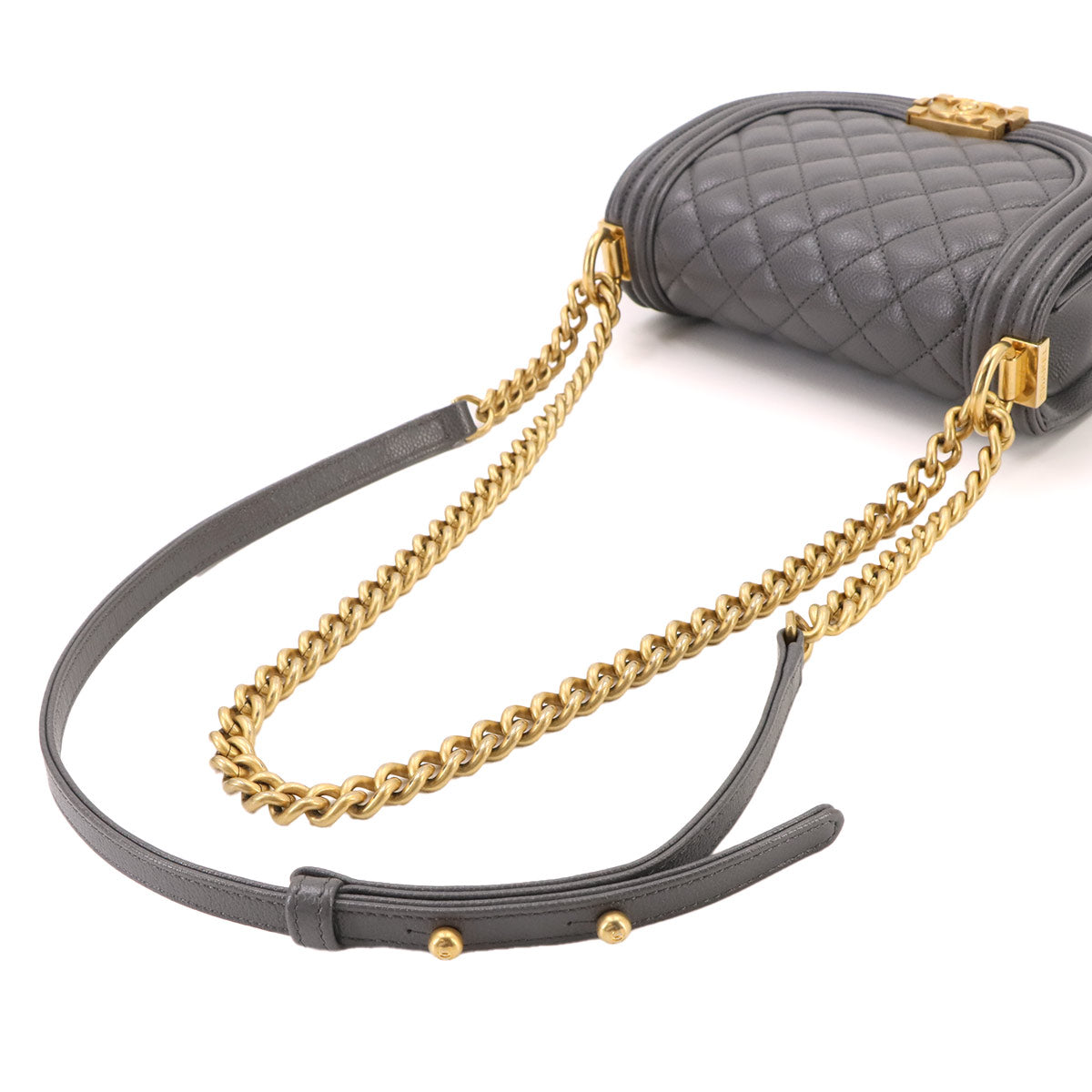Boy CHANEL Small Chain Shoulder Bag Gray AS3350