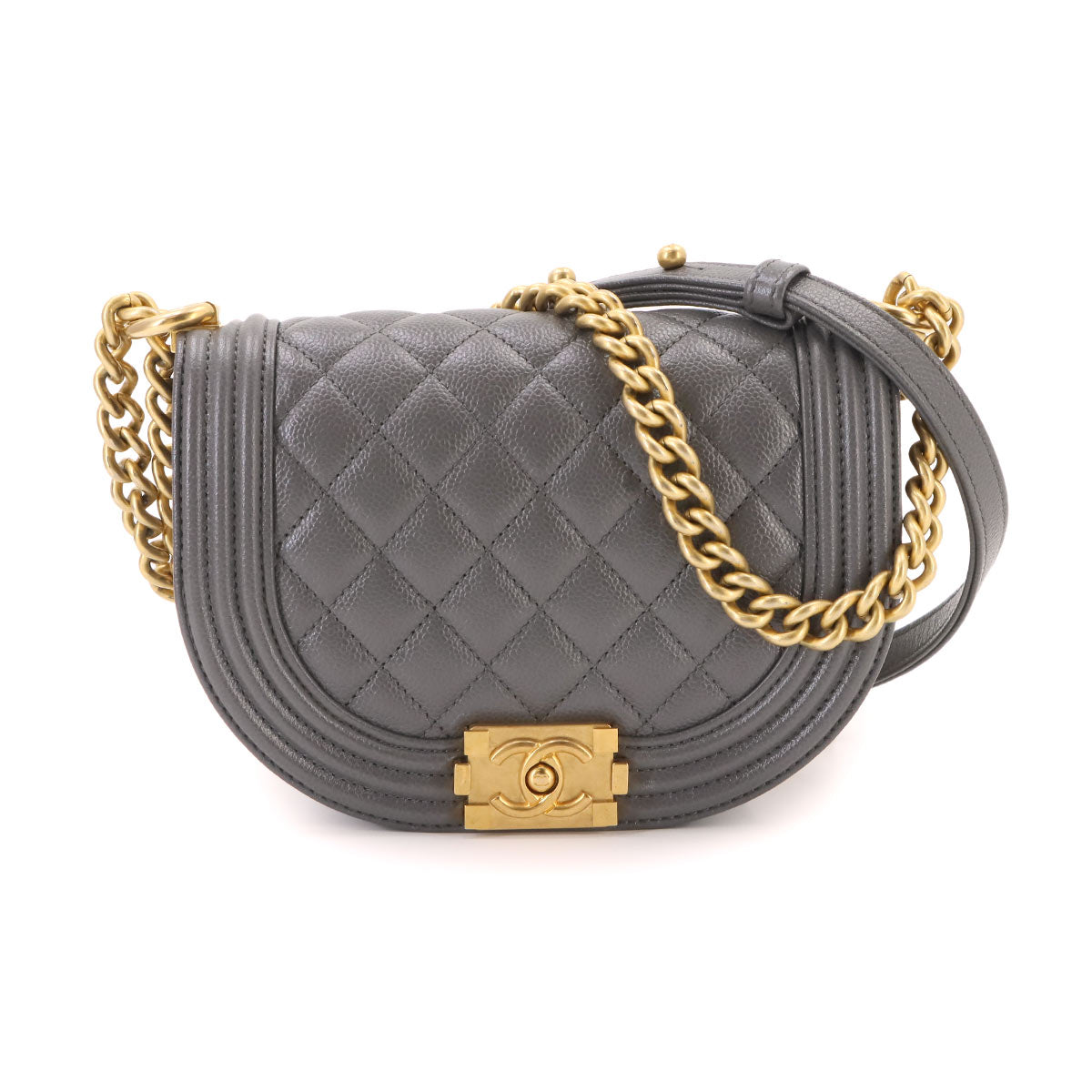 Boy CHANEL Small Chain Shoulder Bag Gray AS3350