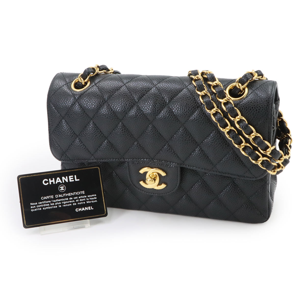 Matelasse 23 Chain Shoulder Bag Leather Black A01113