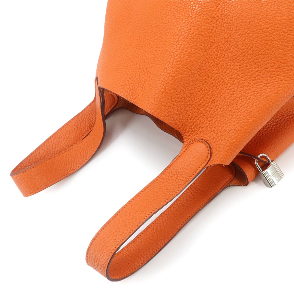 Picotin Lock MM Hand Bag Taurillon Clemence Orange Purse