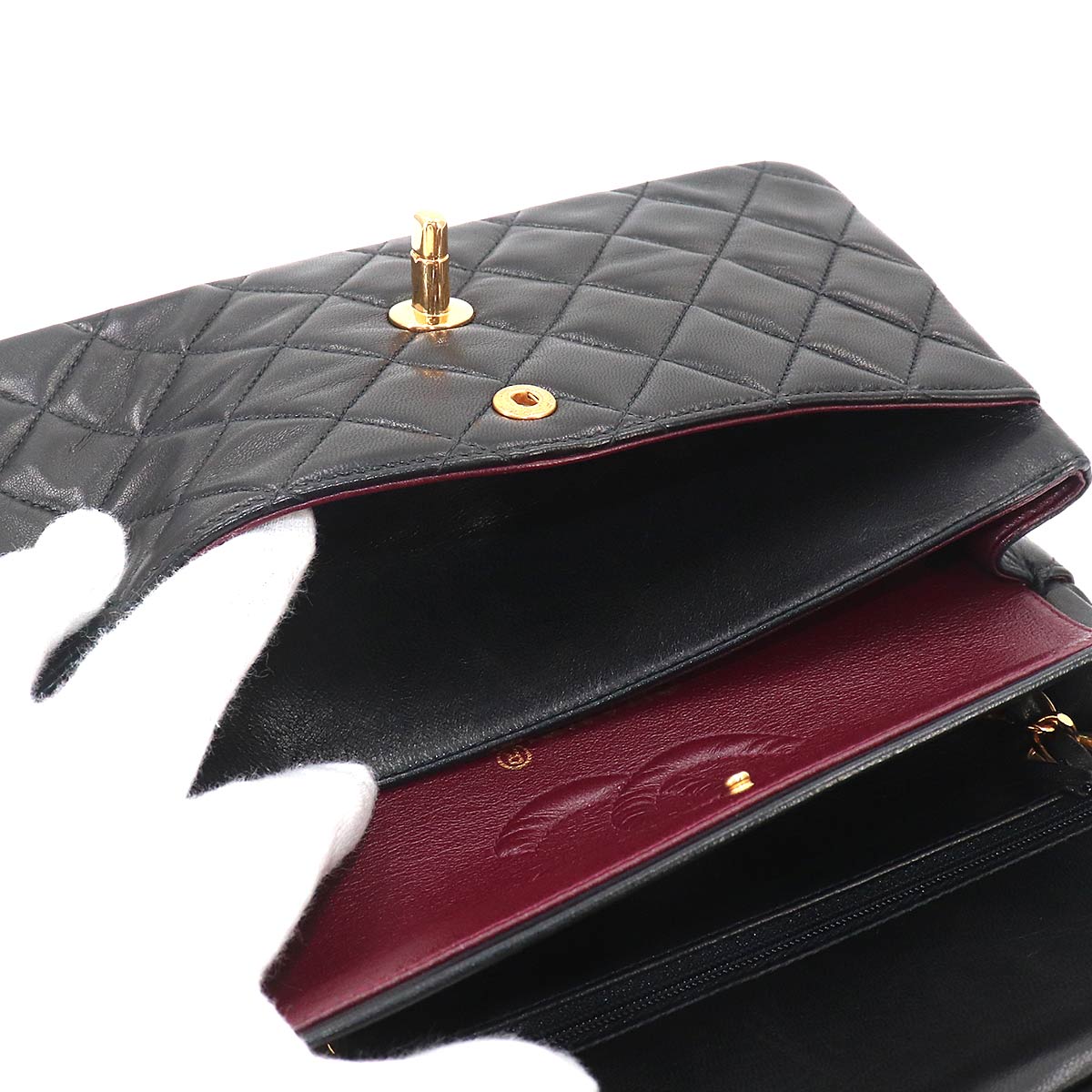 Matelasse 23 Chain Shoulder Bag Leather Black A01113 Vintage