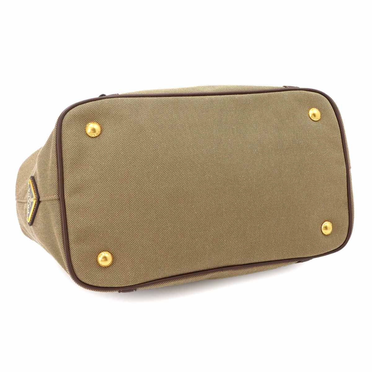 Logo Jacquard Ribbon 2Way Handbag Shoulder Bag Canvas Leather Beige Brown