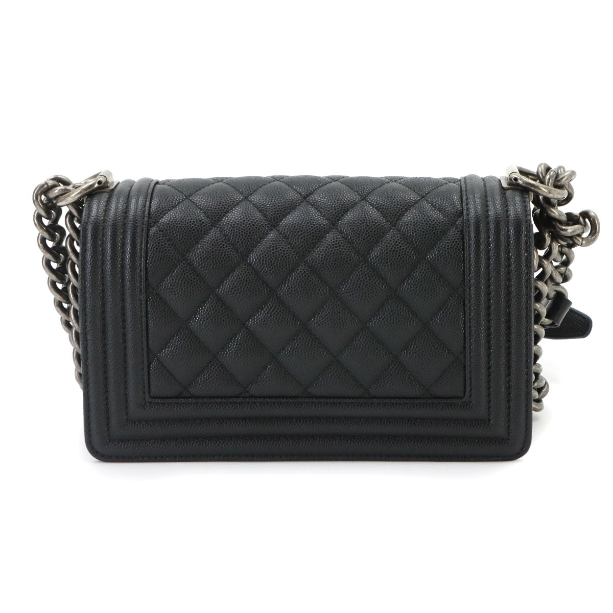 BOY CHANEL Small Chain Shoulder Bag Leather Black A67085