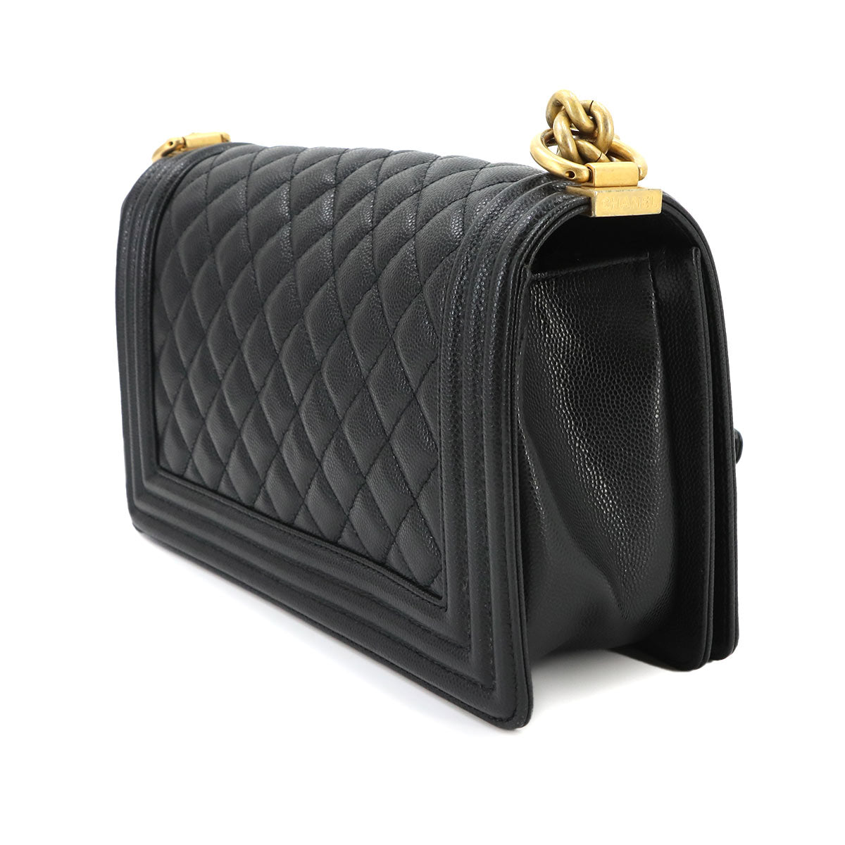 BOY CHANEL Chain Shoulder Bag Leather Black A67086 Purse