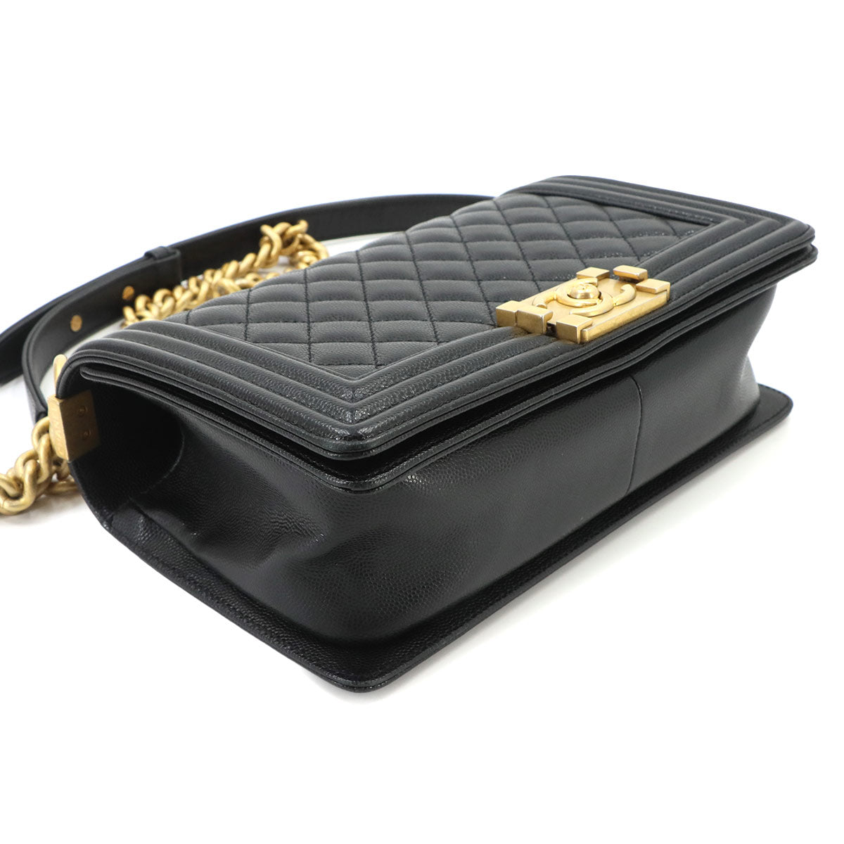 BOY CHANEL Chain Shoulder Bag Leather Black A67086 Purse