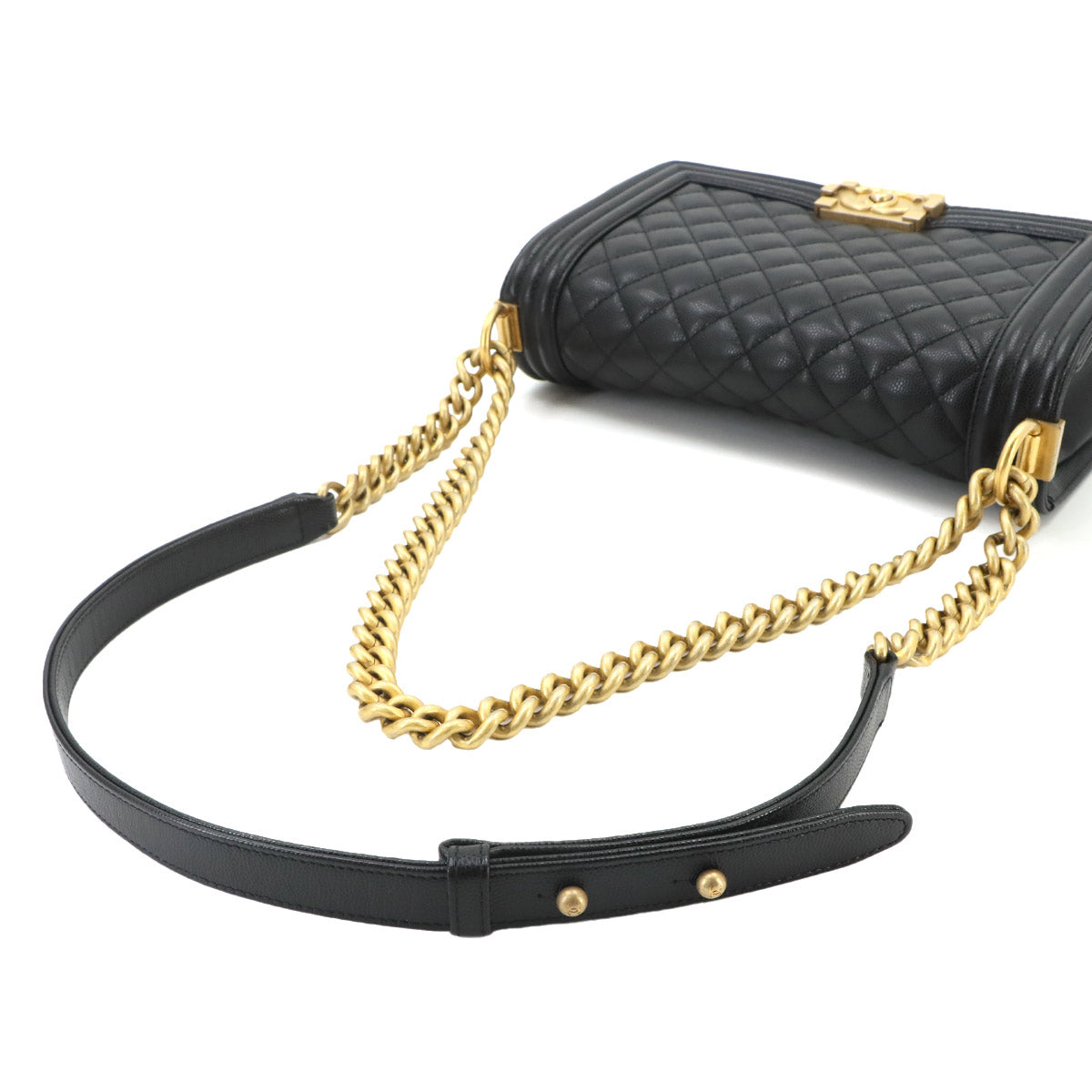 BOY CHANEL Chain Shoulder Bag Leather Black A67086 Purse
