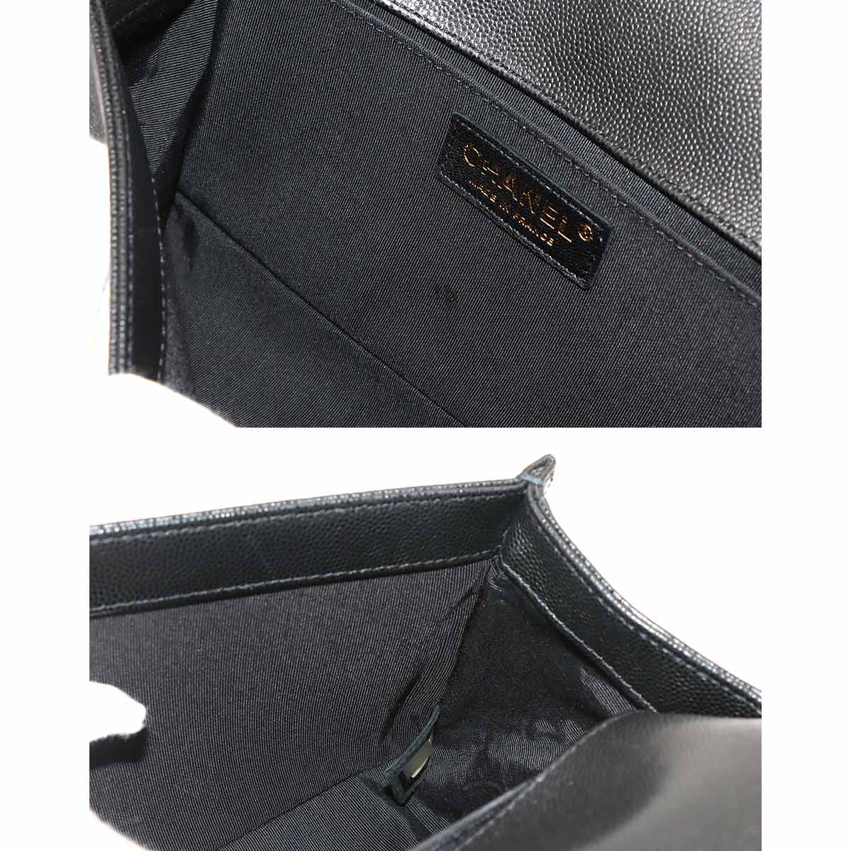 BOY CHANEL Chain Shoulder Bag Leather Black A67086 Purse