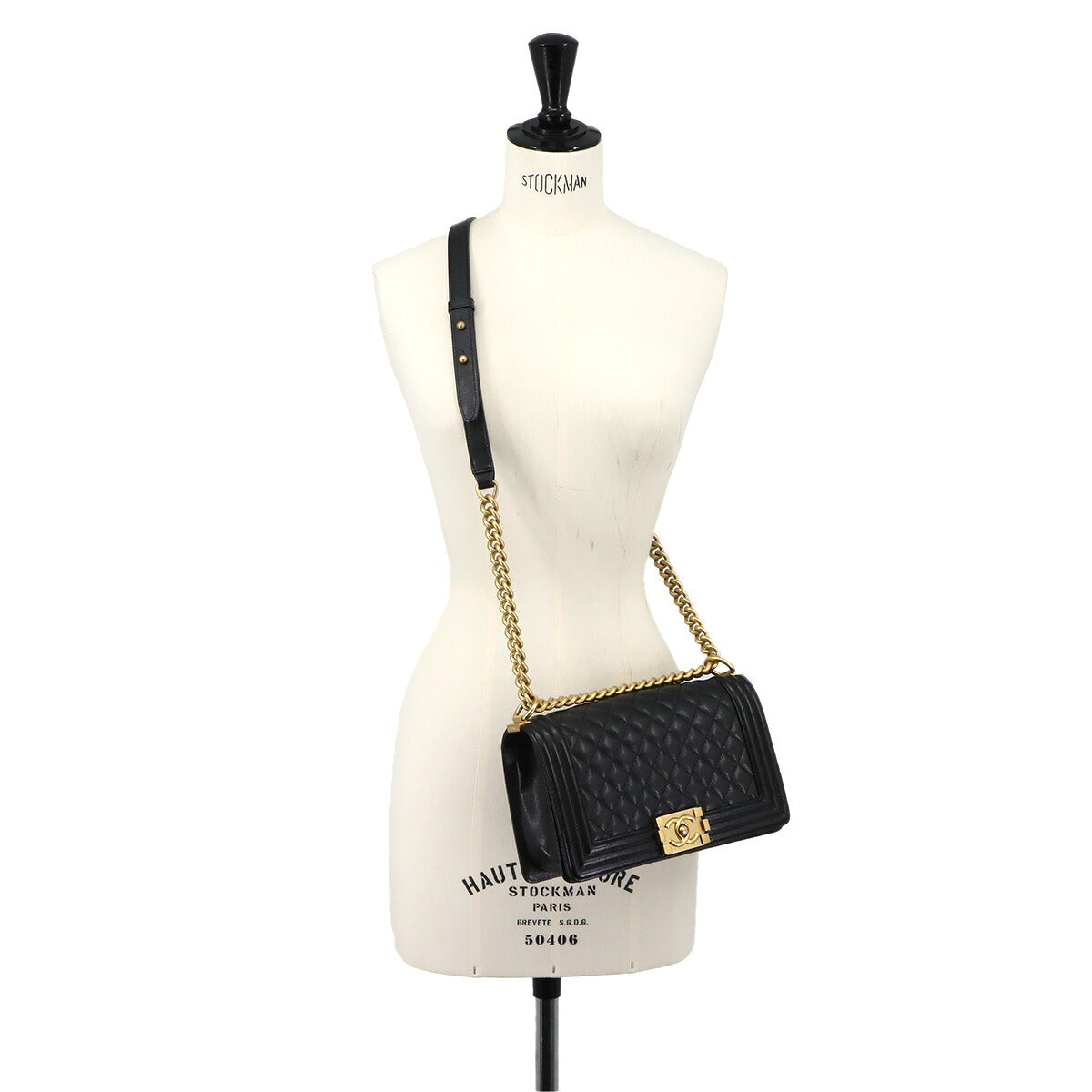 BOY CHANEL Chain Shoulder Bag Leather Black A67086 Purse