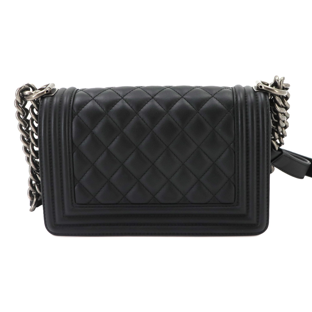 BOY CHANEL Small Chain Shoulder Bag Leather Black A67085