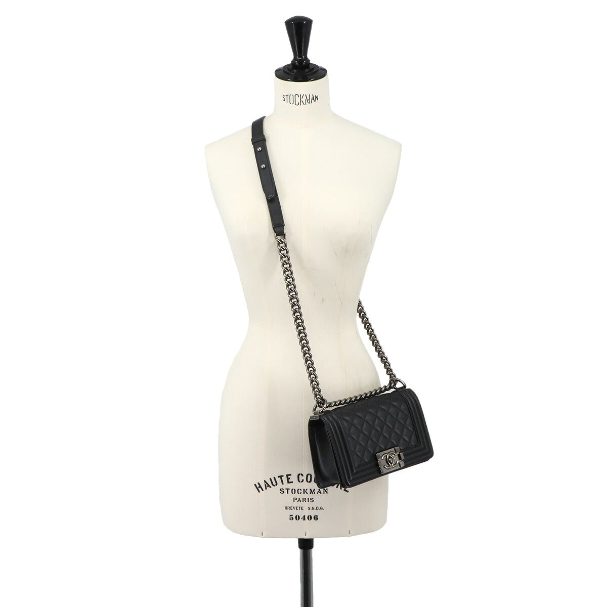 BOY CHANEL Small Chain Shoulder Bag Leather Black A67085