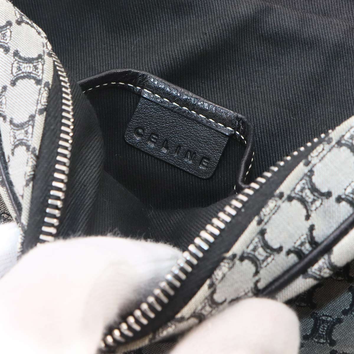 Macadam Shoulder Bag Canvas Leather Gray Black Purse