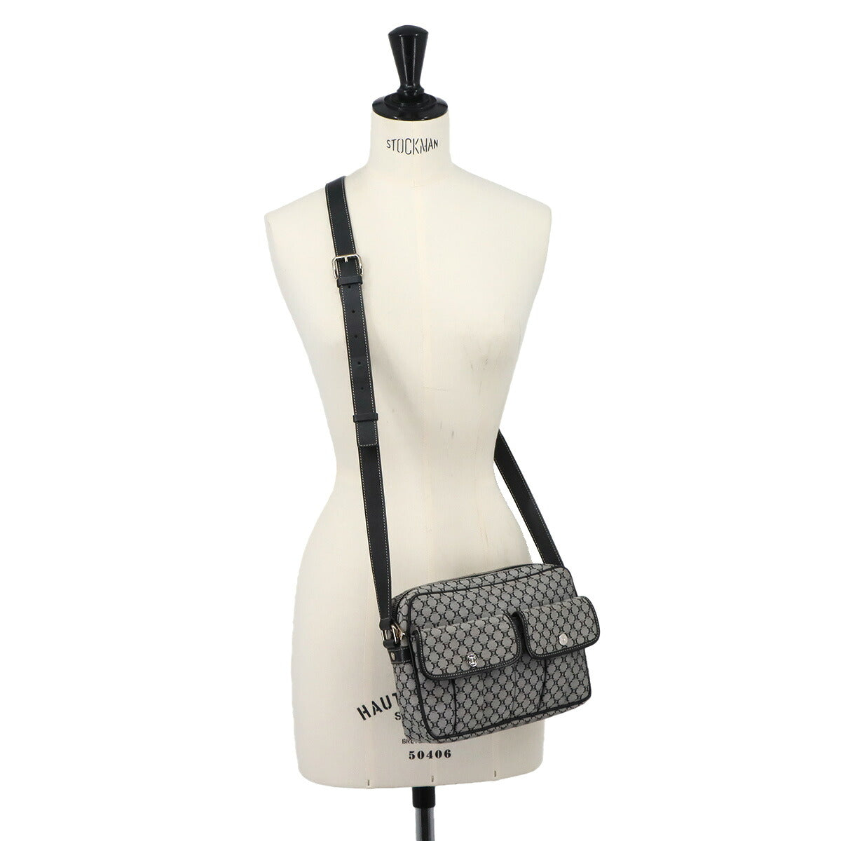 Macadam Shoulder Bag Canvas Leather Gray Black Purse