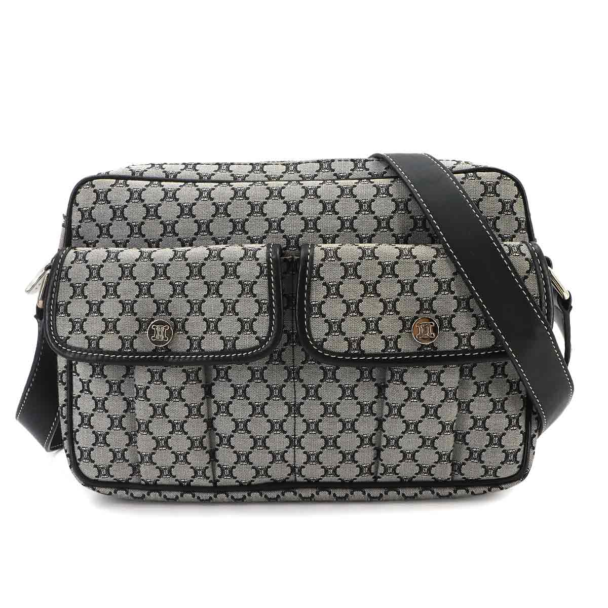 Macadam Shoulder Bag Canvas Leather Gray Black Purse