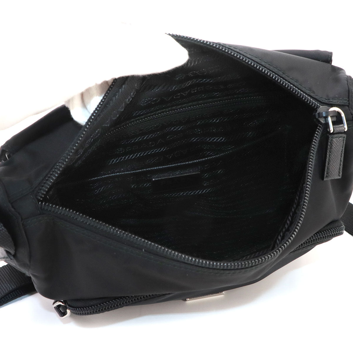 Shoulder Bag Nylon Saffiano Leather Nero Black 1BD994 Purse