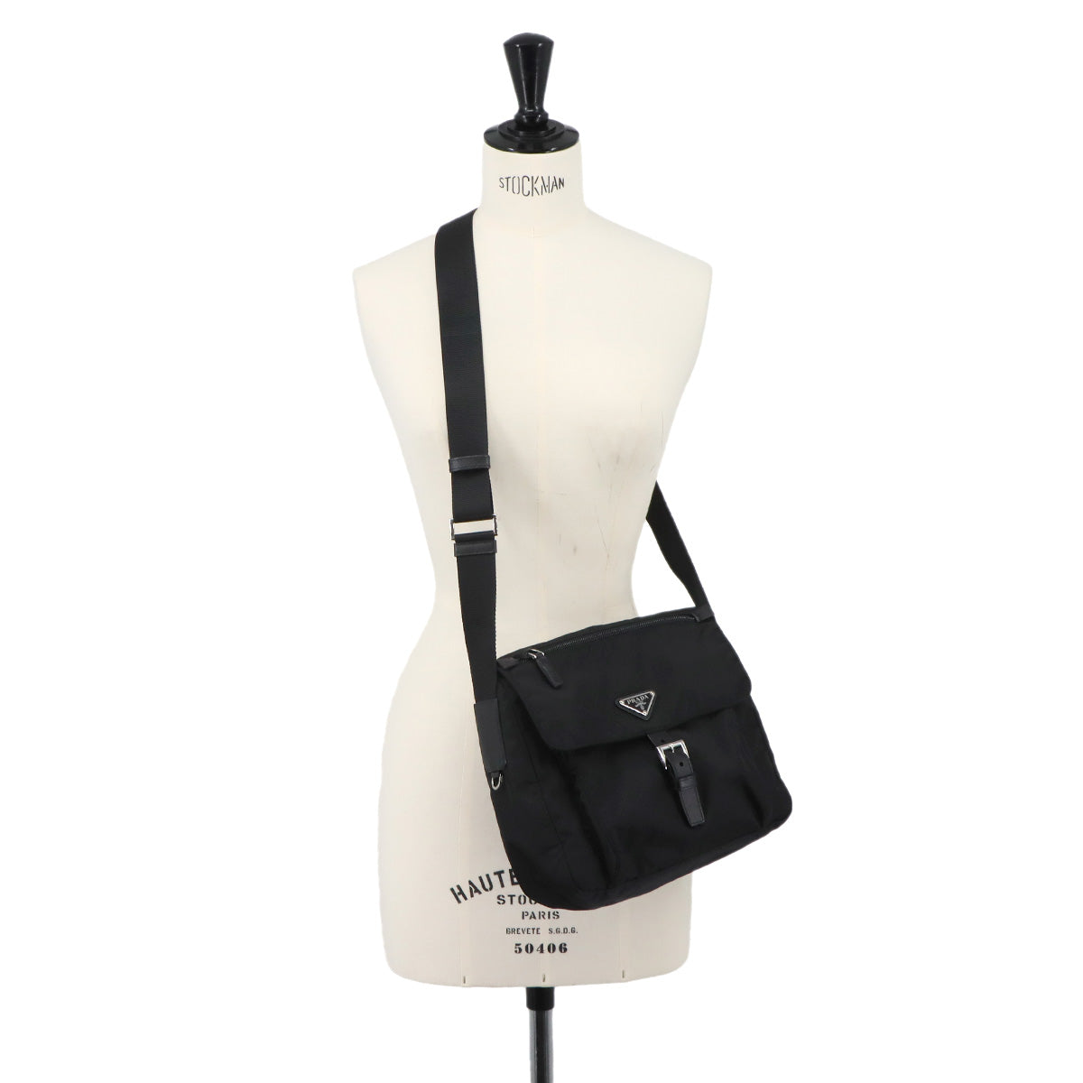Shoulder Bag Nylon Saffiano Leather Nero Black 1BD994 Purse