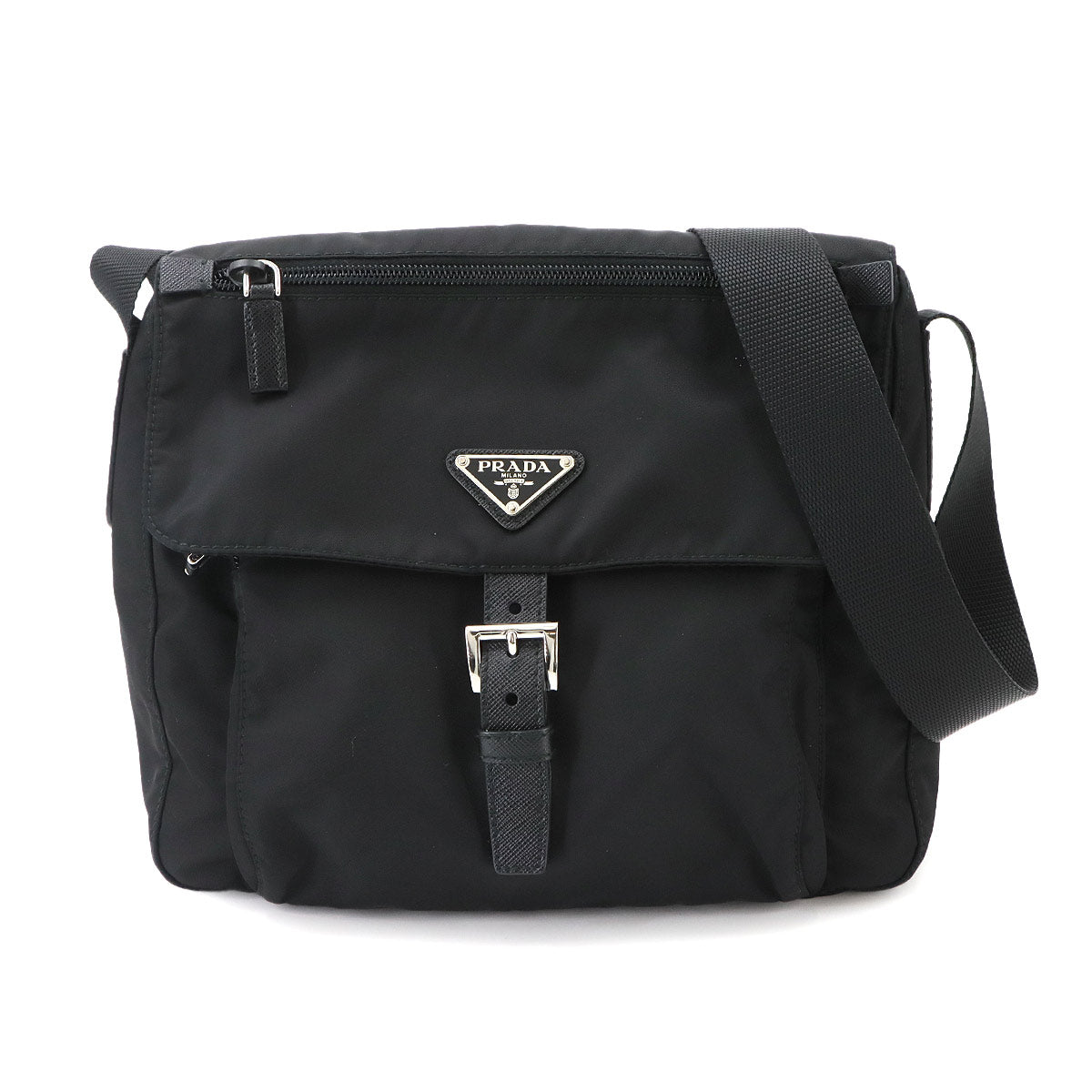 Shoulder Bag Nylon Saffiano Leather Nero Black 1BD994 Purse