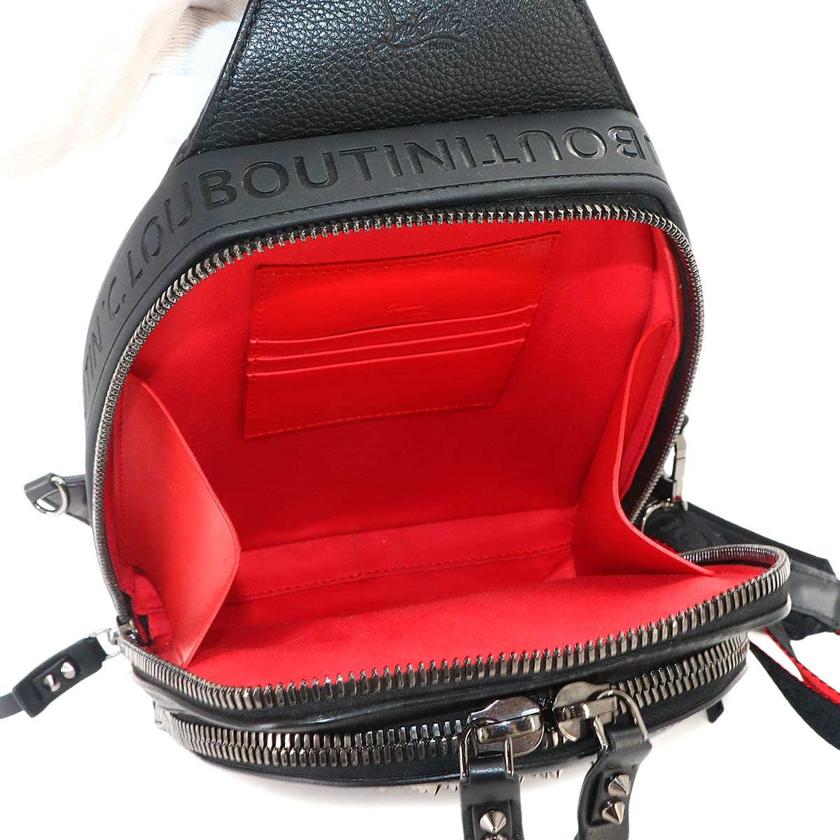 Loubifunk Crossbody Bag Leather Black Spike