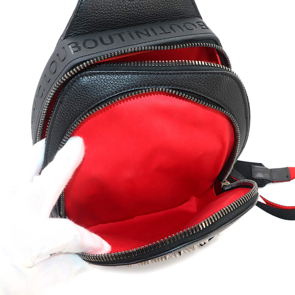 Loubifunk Crossbody Bag Leather Black Spike