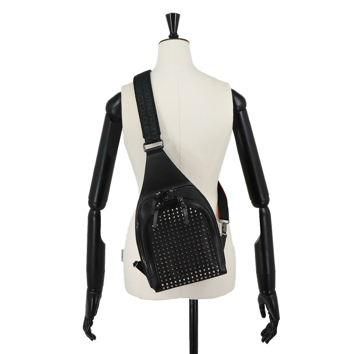 Loubifunk Crossbody Bag Leather Black Spike