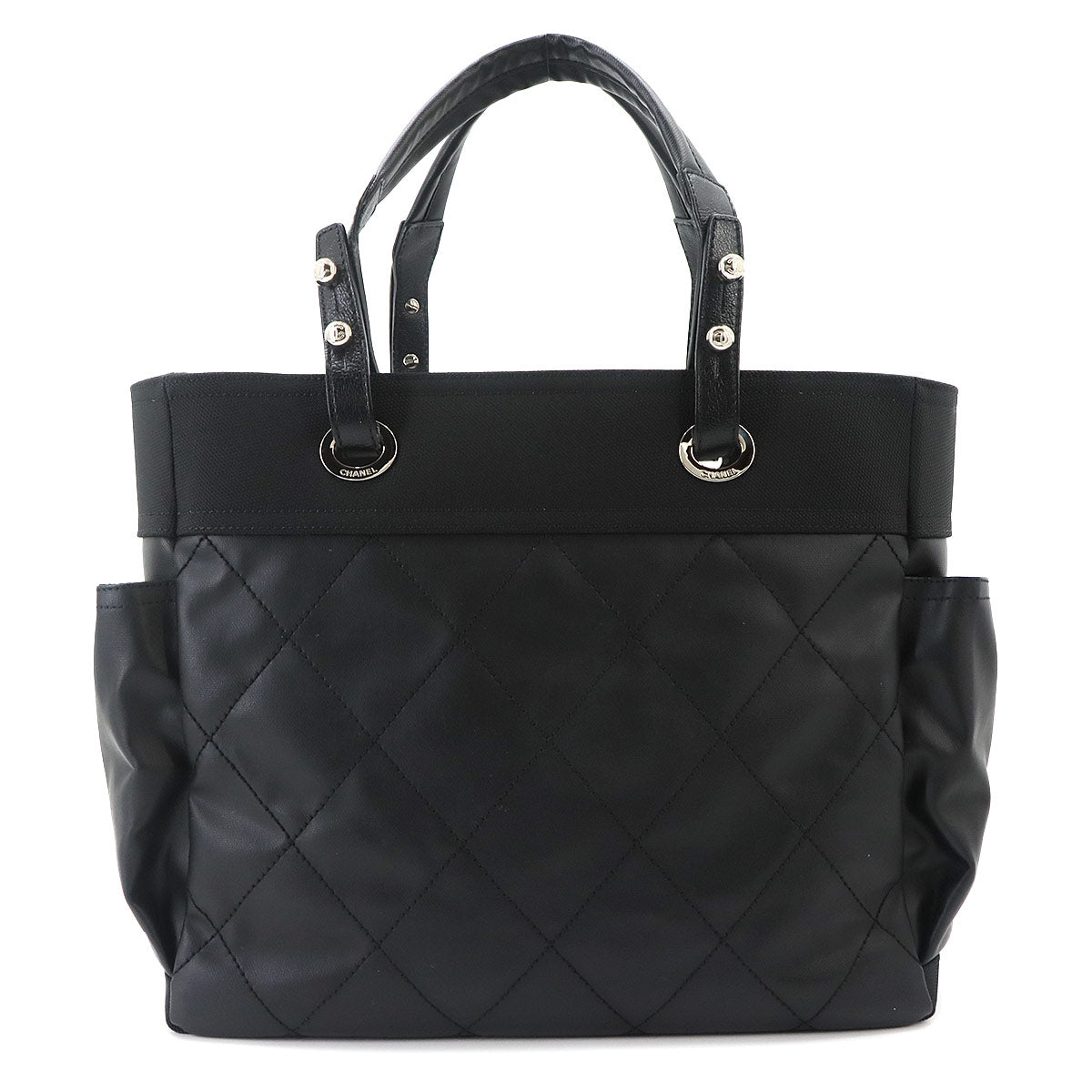 Paris Biarritz GM Tote Bag PVC Nylon Leather Black A34210 Purse