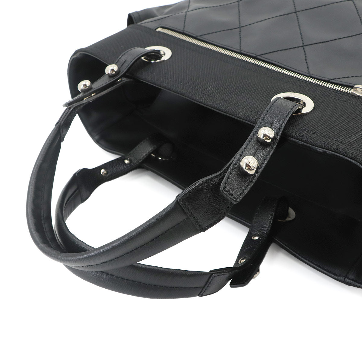 Paris Biarritz GM Tote Bag PVC Nylon Leather Black A34210 Purse