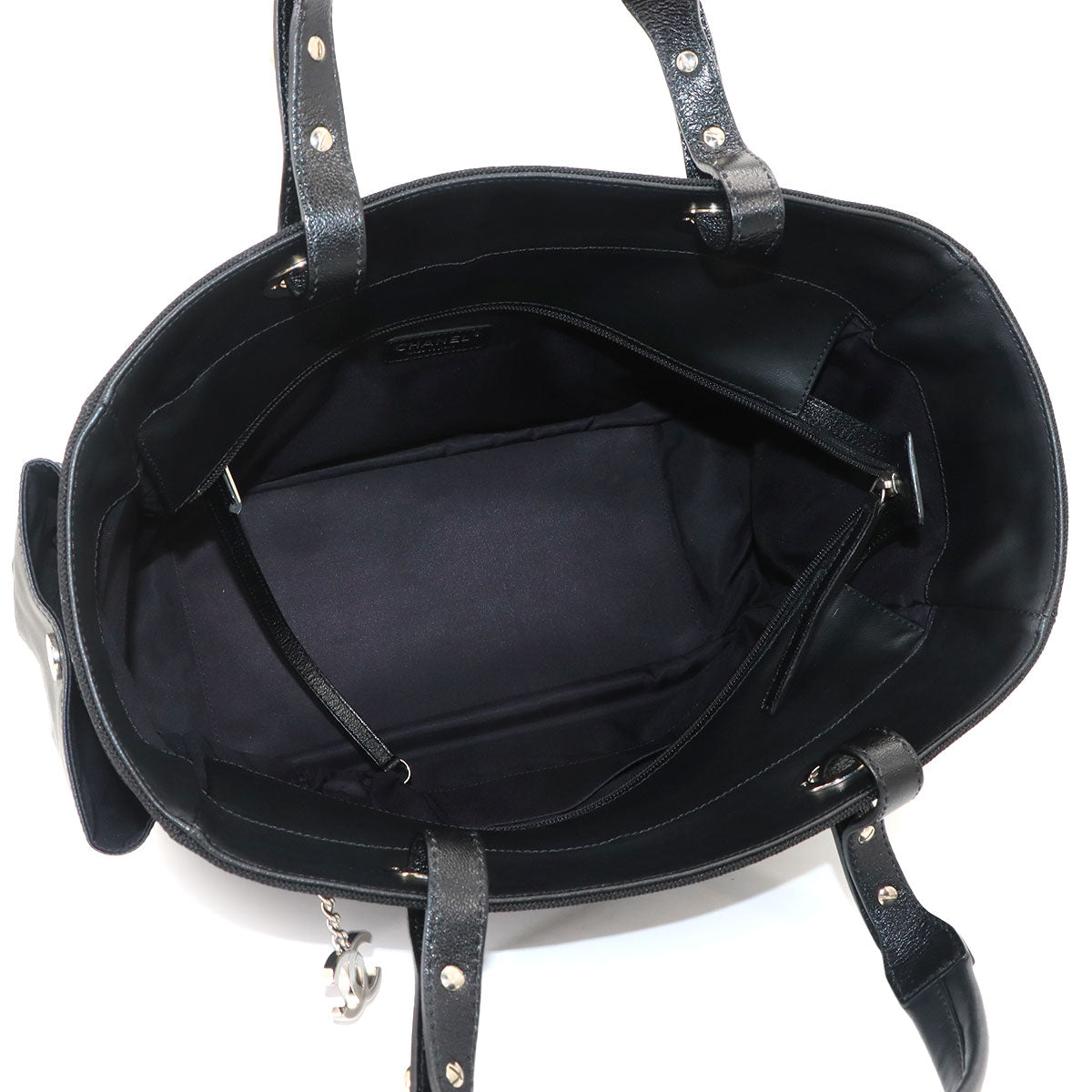 Paris Biarritz GM Tote Bag PVC Nylon Leather Black A34210 Purse