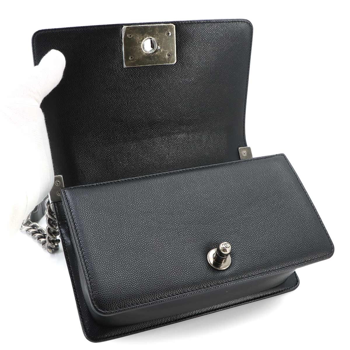 BOY CHANEL Small Chain Shoulder Bag Leather Black A67085