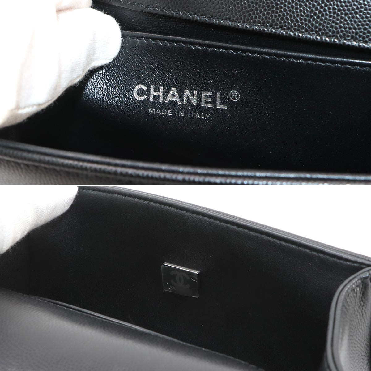 BOY CHANEL Small Chain Shoulder Bag Leather Black A67085