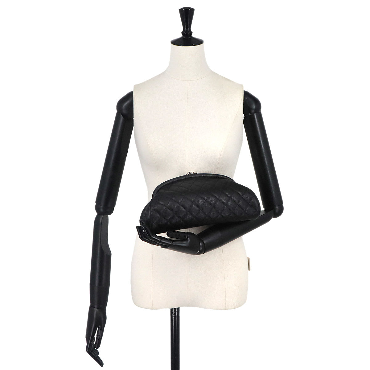 Matelasse Clutch Bag Leather Black A32342 Purse