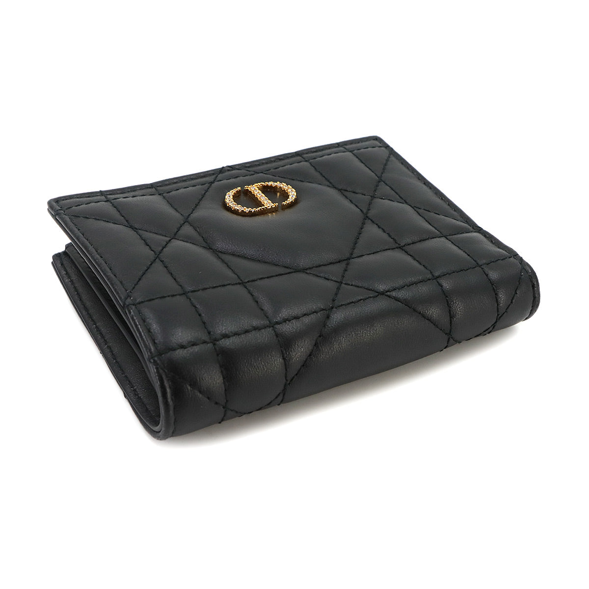 Dior Caro Dahlia Crystal Wallet Leather Black